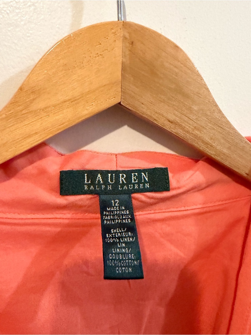Ralph Lauren Peach 100% Linen A-Line Ruffle Halter Midi Wrap Sun Dress Size 12 - Picture 7 of 12
